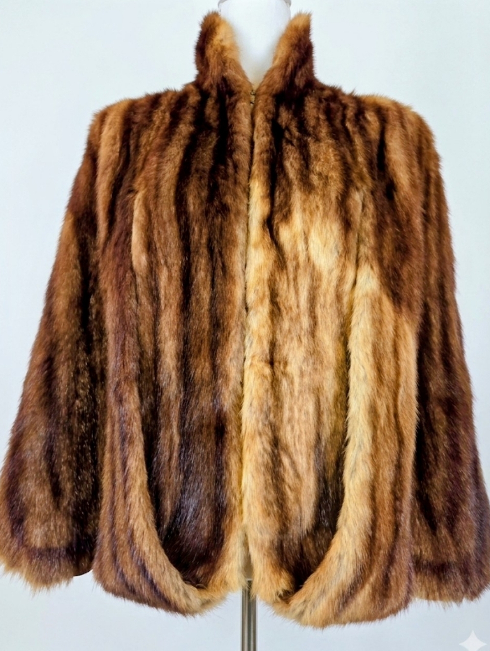 Vtg 40s HABERS Scalloped Fur Cape, Dark Academia, Old Hollywood S/M, Aged Patina